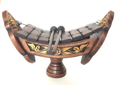 Xilófono tradicional de madera de teca tailandesa, 8 notas de barra de 11 pulgadas. Marimbas tailandesas, marrón dorado.