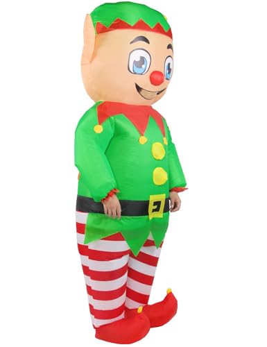 Wabolay Disfraz de elfo inflable para hombre, disfraz de Navidad para mujeres adultas, traje de elfo inflable, Navidad, vacaciones, cosplay, fiesta, traje inflable