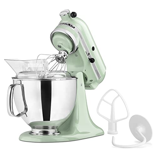 KitchenAid Artisan Series KSM150PS, mezclador de pie con cabezal inclinable de 5 cuartos de galón con escudo de vertido KSM150PS, pistacho