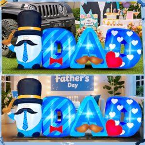 KOOY Decoración inflable para el día del padre de 8 pies, luces LED integradas para el Día del Padre, gnomo inflable del amor para fiestas de vacaciones, interiores, exteriores, jardín, patio