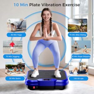 AoraPulse Máquina de ejercicios con placa de vibración, placa de vibración para pérdida de peso de drenaje linfático, capacidad de 400 libras, entrenamiento de cuerpo completo, plataforma de fitness
