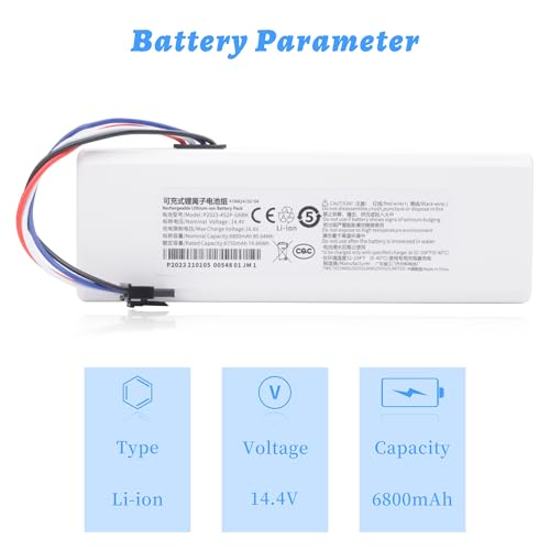 LBTPH 6800mAh 14.4V Robot Aspirador Batería de repuesto para Xiaomi 1C Aspiradora de barrido, para Xiaomi Mijia 1C Mi Robot Mop, para Mijia 1C Dreame MC1808 SKV4093GL STYTJ01ZHM XM2000021