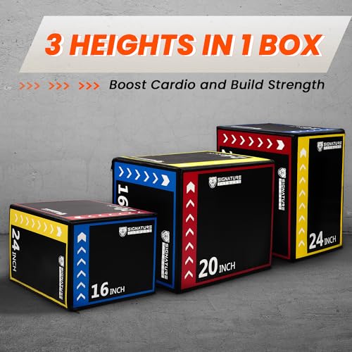 Fitvids Caja pliométrica 3 en 1, caja de salto pliométrica de espuma, 16 x 20 x 24 pulgadas, caja de salto para el hogar, gimnasio, entrenamiento, ejercicio