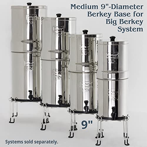 Berkey, soporte de acero inoxidable con patas antiderrapantes con base de caucho para filtro de agua alimentado por gravedad (4 tamaños), Plateado