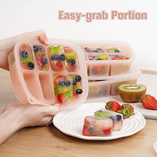 haakaa haakaa - Bandeja de silicona para congelador de alimentos para bebés con tapa, contenedor de almacenamiento perfecto para alimentos caseros para bebés, purés de verduras y frutas, y leche