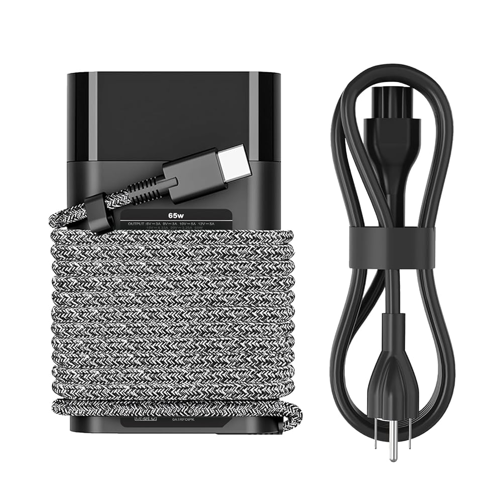 Cargador USB C DJW de 65 W para portátil compatible con HP Spectre x360, Envy, Elitebook x360, Pavilion, Elite x2, Chromebook, Omnibook, Dragonfly, Zbook, ProBook, cargador de ordenador de viaje, adaptador de corriente alterna USB tipo C