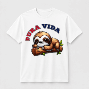 Camisetas blancas con coloridos diseños inspirados en Costa Rica
