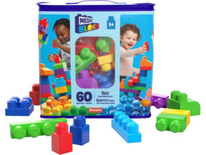 Fisher-Price Mega Blocks Bolsa Grande con Bloques de Construcción Azul 60pzs 1a+