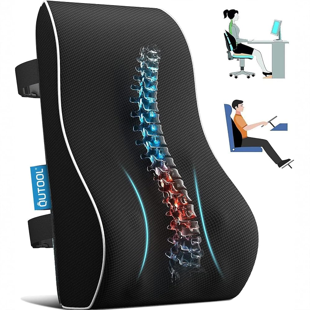 Almohada de soporte lumbar para silla de oficina, artículos esenciales de oficina y hogar, regalos para mamá, papá, almohada de respaldo para automóvil, cojines para sillas, alivia el dolor de espalda y mejora la postura, funda de malla con correas dobles ajustables